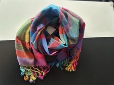 Neu! Schal Kaschmir 100%PASHMINA Stola sehr weich Wickeltuch rot blau elefant