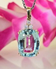 Anhänger Aquamarin 13ct Diamanten Gold 585 14k Pendant Brillanten