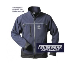 Feuerwehr Softshell Jacke navy + Feuerwehr Signet