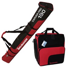 BRUBAKER Carver Pro 2er Set Skischuhtasche + Skisack Kombi 190 cm Schwarz Rot