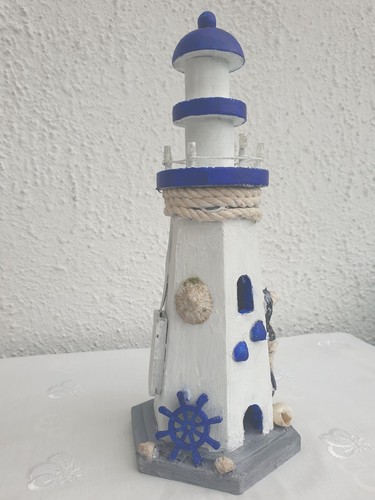 Leuchtturm blau weiß led - blau-weiß,