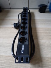 19"-Schutzkontakt-Steckdosenleiste 1HE 9fach, schwarz, 2 m