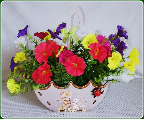 Petunien blumen korb holz - blumen, im