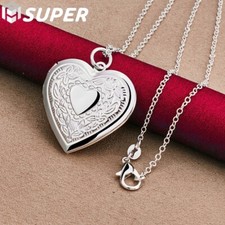 925 Silber PL. Medaillon Amulett  2 Fotos/Bilder aufklappbar Anhänger Herz Kette