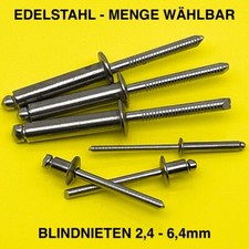 BLINDNIETEN EDELSTAHL POPNIETEN FLACHKOPF 2,4-6,4mm NIETEN A2 ISO 15983 DIN 7337