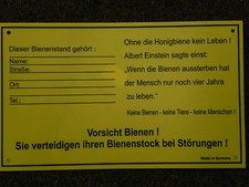 Schild f. Bienenstand groß