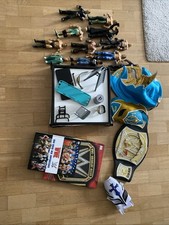 11 WWE Figuren Ring Und Zubehör Bücher Maske Und Gürtel