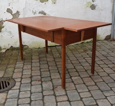 Teak Schreibtisch writing desk hochwertig minimalistisch mit 2 Klappbrettern