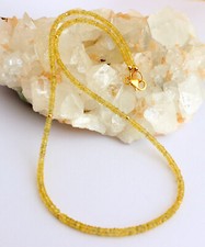 Echte Gelbe Saphir Kette edelsteinkette Facettierte Rondell 925 Silber Collier