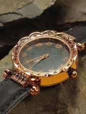 Damen Marken Armbanduhr Uhr NEU Geneva In Gold schwarz viele funkelnde Zirkonias