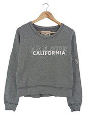 HOLLISTER Damen Pullover Gr. 36/S Grau Casual Sweatshirt Logo-Print