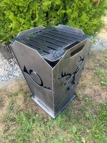 Feuerkorb jagd mit hirschkopf - feuerkorb,