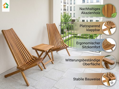 Holzliegestuhl 2er aus akazie - holzliegestuhl,