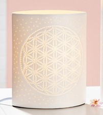 Gilde Porzellan Lampe Elipse Lebensblume Prickella Fensterlampe Dekolampe 33809