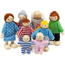 Holz Puppenhaus Familie Set, 8