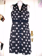 OfficeKleid Kleid Polka Dots  S dunkelblau mit weißen Punkten Baumwolle