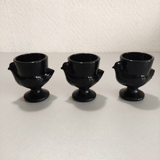 Arcoroc France 3 x Eierbecher in Schwarz Form Huhn Henne Höhe 6,7cm