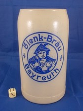 Alter Bierkrug GLENK BRÄU Bayreuth 1L. Brauerei Krug Bayern Maßkrug rar selten