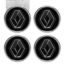 4x ORIGINAL Renault Nabendeckel Nabenkappe Silverstone Schwarz Chrom 403152085R