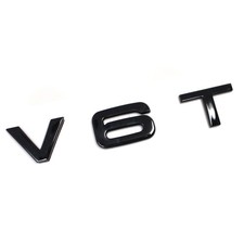 V6T Schwarz GLANZ Schriftzug Emblem Turbo Logo selbstklebend mit Schaumstoff
