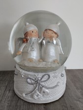 große Schneekugel mit Spieluhr, Weihnachten, Kinder, Engel,  19 cm hoch,