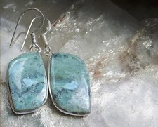 Karibik Larimar Ohrringe hell Türkis freeform in 925