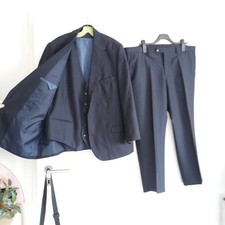 3 Teiliges Schwarz Blau SamtigGlänzend Anzugset Jackett Hose Weste Neu