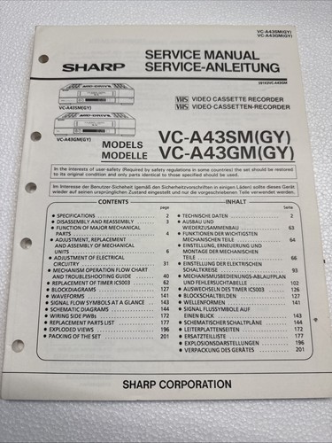 Sharp service anleitung vhs - service,
