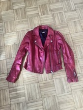 Tigha Damen Lederjacke Rot Wie