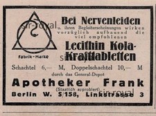 Lecithin Kola Krafttabletten - 1924 - Historische Werbung ~8x6cm -