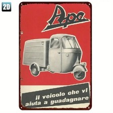 Blechschild Ape Piaggio Vespa Car Vintage Retro Metallschild TEL3927