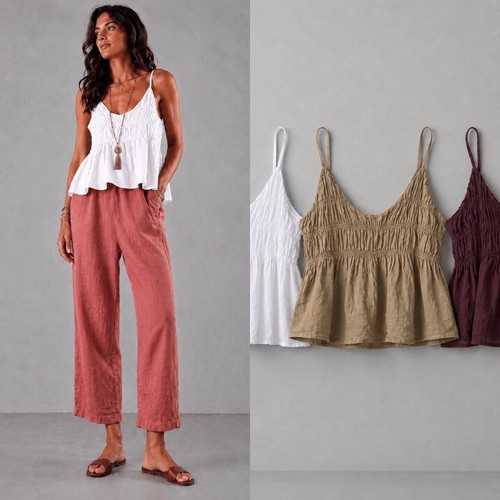 Damen leinentop tunika bluse - damen,