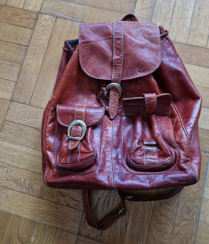 Vintage brauner leder rucksack - vintage,