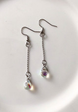 lange Ohrringe, Kristall-Glasperlen "Tropfen", klar AB facettiert, Handmade?