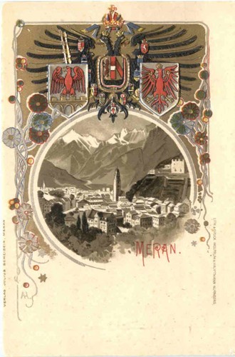 Meran litho prägekarte - meran,