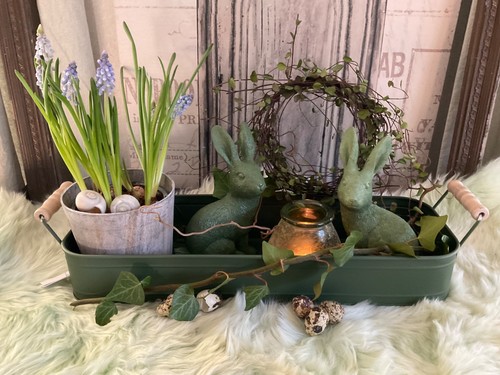 Metall jardiniere mit holz - jardiniere,