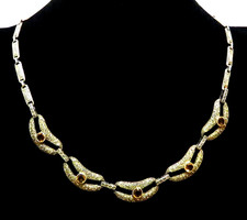 Art Déco Theodor Fahrner 925 Silber Collier/ Kette mit Citrinen, vergoldet