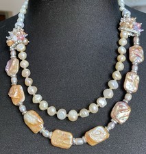 Halskette, Collier, Barock Perlen, Süsswasserperlen, Handarbeit