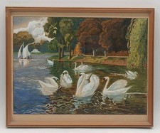 Gemälde Berlin Schwäne am