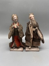 Paar japanische Meiji-Takasago-Puppen, alter Mann und Frau. Hochzeitspuppen,Mark