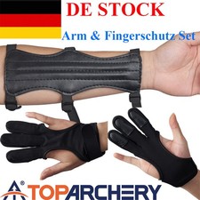 Armschutz Einstellbare 3 Riemen Leder&Handschuh Set für Bogenschießen Bogen jagd
