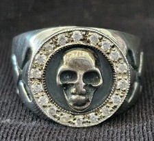 Skull Totenkopf Silber s925 Ring mit Zirkonia, Harley Night Rider, Motorrad