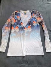 Parque Iguacu Brasilien, Shirtjacke, Weiß Blau,  Spitze,  Gr. S