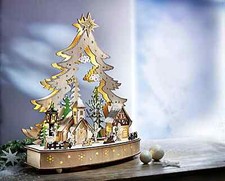 LED Spieluhr "Engelszeit" Weihnachtsdeko Dekoration Holz Deko Stille Nacht