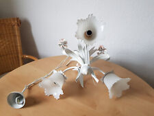 Hängelampe Blumen Blätter Metall weiss 3 x Glasschirm Landhaus Leuchte Lampe