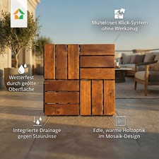 9er-Set Massivholz-Klickfliese