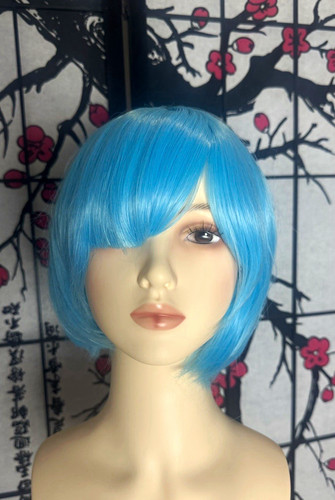 Blaue bob perücke glatt - perücke, blau