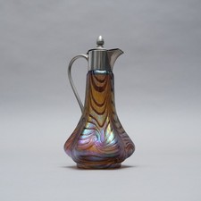 Pallme-König & Habel Glaskaraffe m. Metall-Montur um 1900 Irisierend V.MIN