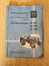 Hela D218 D225 D230 Ersatzteilliste Bedienungsanleitung traktor schlepper KL