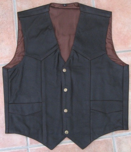 Leder weste dunkel braun - leder,